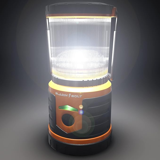 Blazin Bolt Rugged USB Rechargeable Lantern | 6000mAh Power Bank | 400 Lumen | 400 Hours of Light |