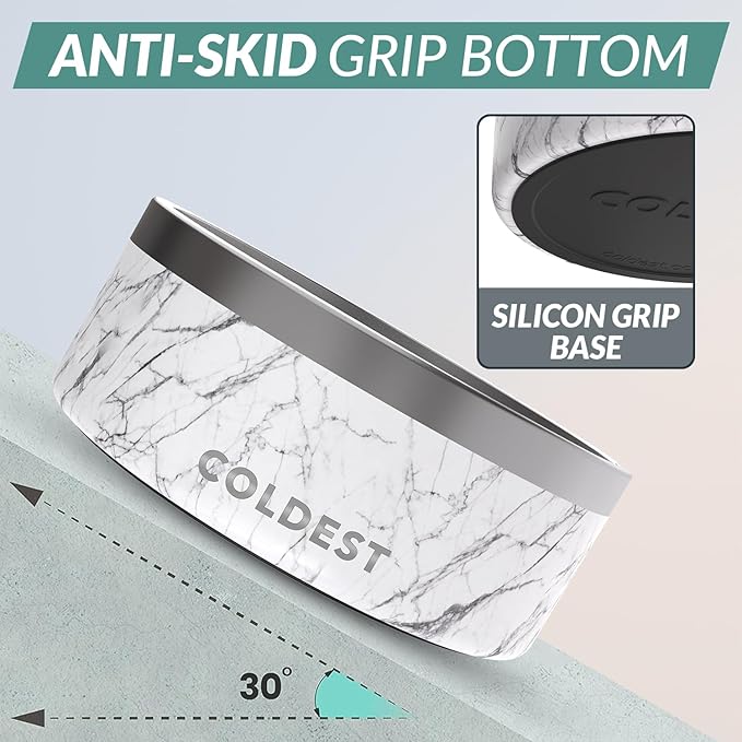 Coldest Dog Bowl - Anti Rust Metal, Non Slip, 3 Layers Insulated Stainless Steel Dog Bowls - Spill