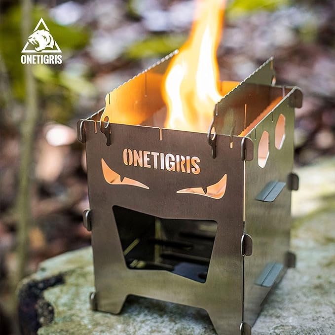 OneTigris Camping Backpacking Stove Portable Foldable Burning Wood Stove for Outdoor Hiking Picnic