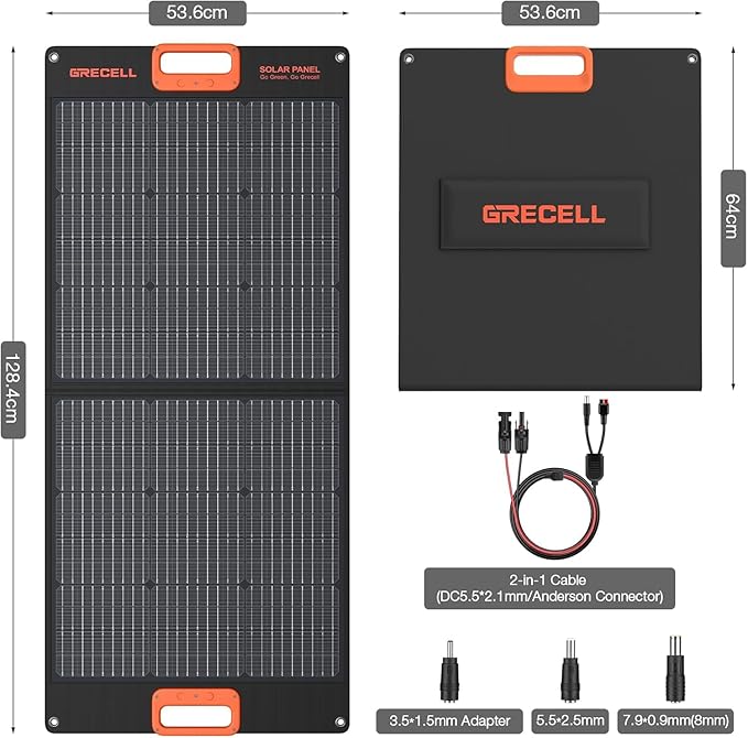 GRECELL 500W Portable Power Station with 100W Solar Panel 20V, Solar Generator 500W AC Outlet