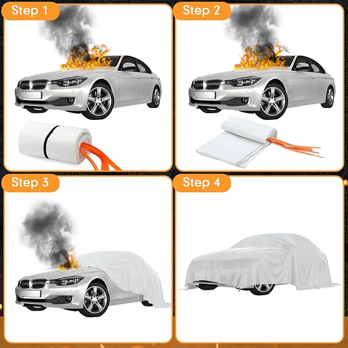 Emergency Fire Blanket for Car Vehicle Fiberglass Extinguisher Blanket Large Fire Suppression