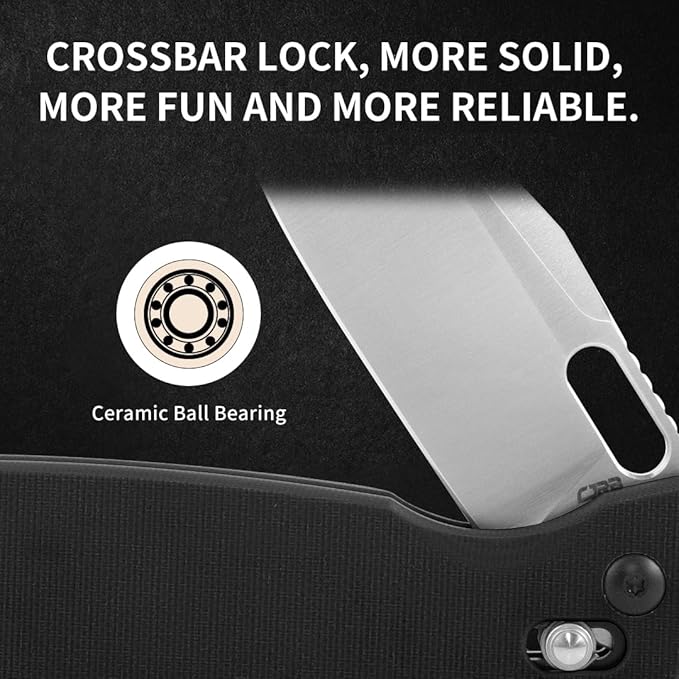 CJRB Prado Folding Pocket Knife 3.76" AR-RPM9 Sand Polish Steel Blade Black G10 Handle Crossbar