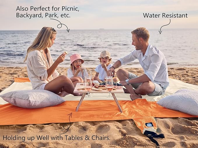 WEKAPO Beach Blanket Sandproof Waterproof, Extra Large Beach Mat, Oversized & Compact Sand Free Mat