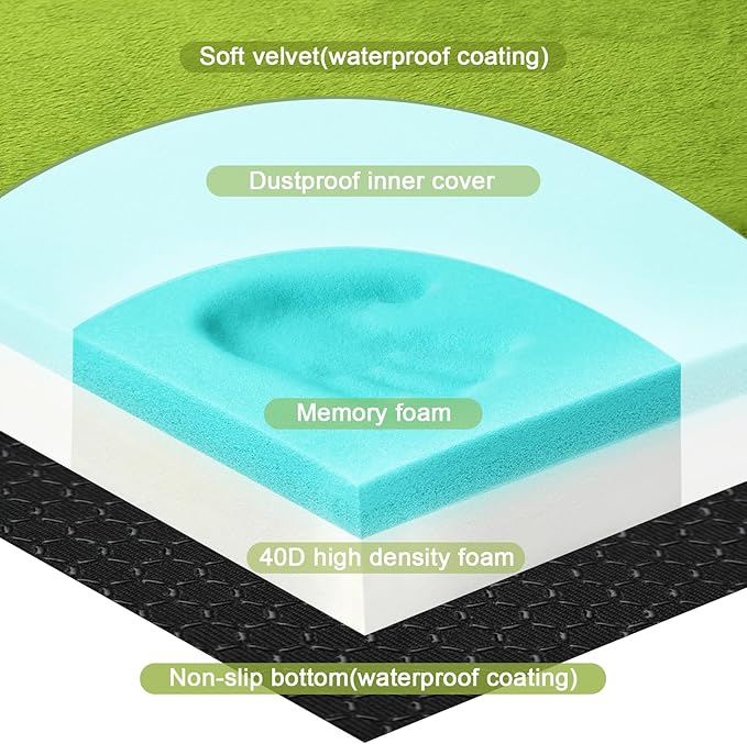 Memory Foam Camping Mattress pad, Comfortable Thick Floor Sleeping Mat for Adults with Waterproof