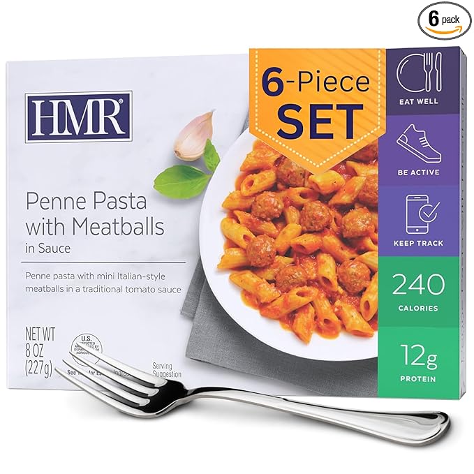 HMR Penne Pasta with Meatballs Entrée | Pre-packaged Lunch or Dinner to Support Healthy Eating |