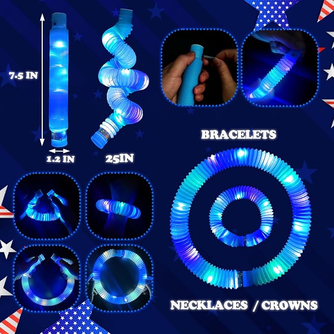 12 PCS Blue Glow Sticks Party Favors for Kids, Light Up Pop Tubes Party Favors for Toddlers