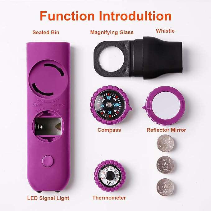 Emergency Survival Safety Whistle，Whistle for Kids with Lanyard,Compass,Thermometer,Ideal for