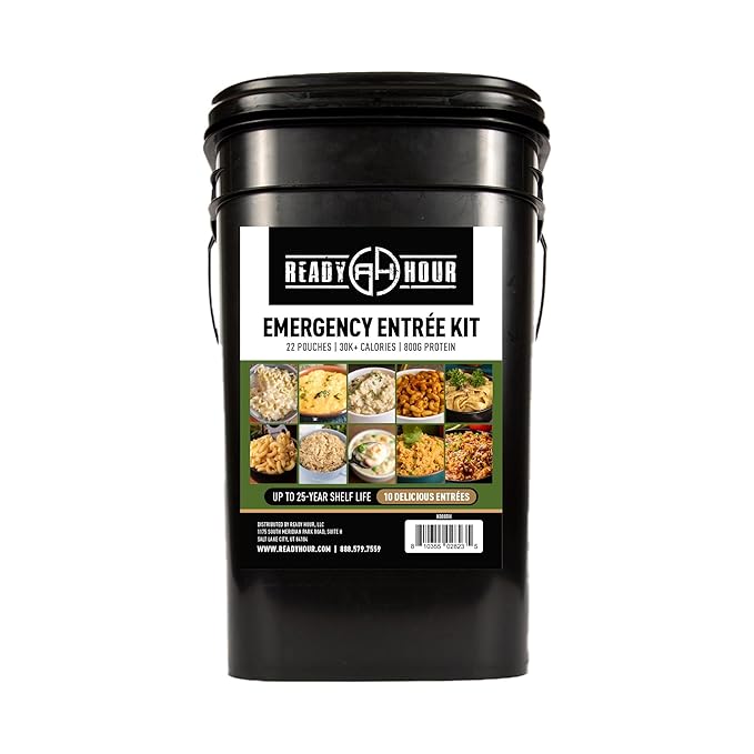 Ready Hour 120 Serving Entree Bucket-Freeze Dried Emergency Food Supply-Survival Meals with Long