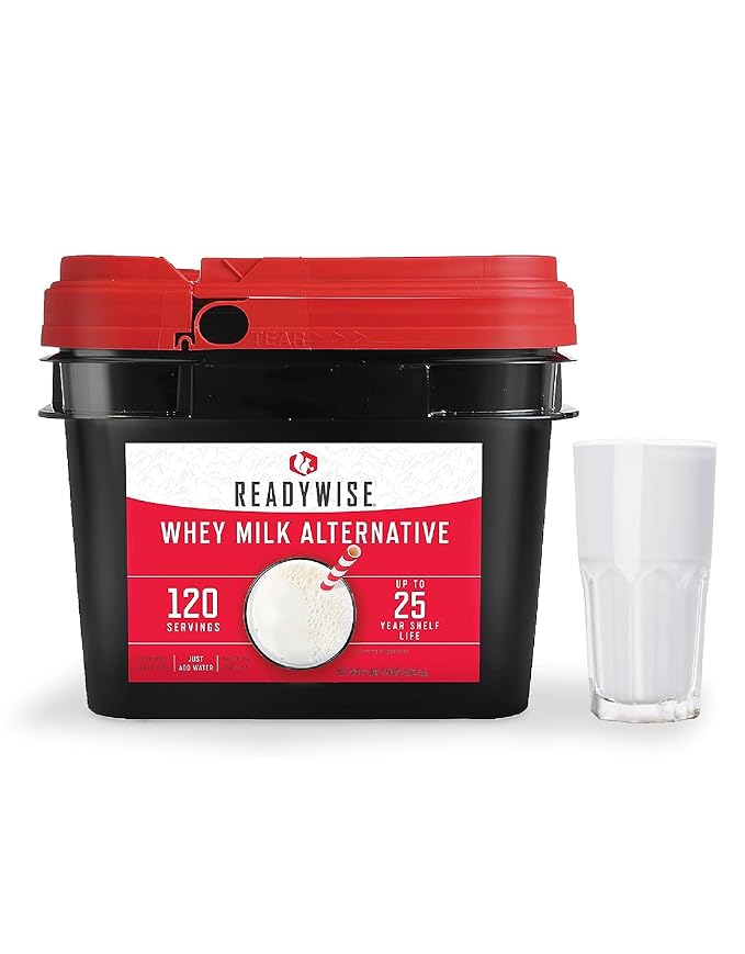 ReadyWise Whey Powdered Milk Alternative - 120 Servings Bucket, Emergency Food Supply, Protein