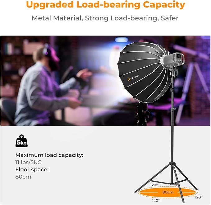 K&F CONCEPT Light Stand for Photography, 7.5ft/2.3M Portable Extendable Photo Video Tripod Stand