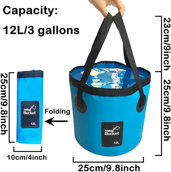 Sunglow Collapsible 3 Gallon Multifunctional Portable Fishing Bucket - Wash Basin Folding Bucket