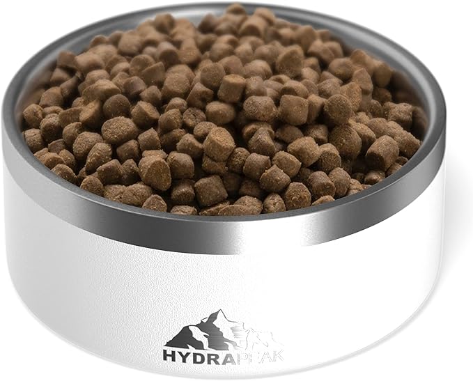 Hydrapeak Dog Bowl; Non Slip Stainless Steel; Water and Food Dish; Large Sized and Small Dogs; 32oz