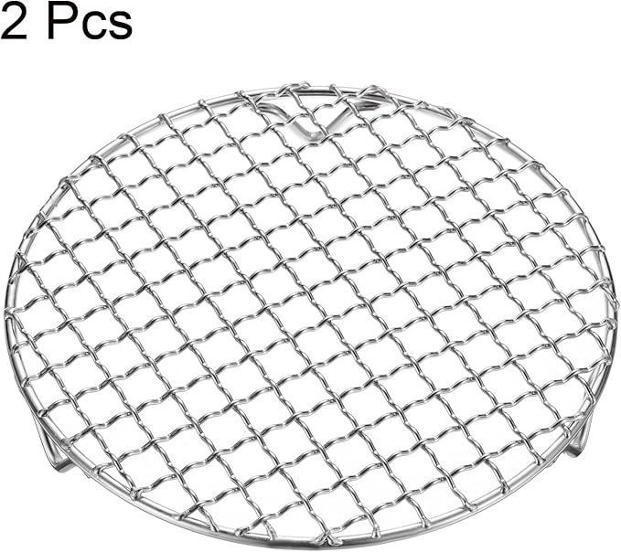 HARFINGTON 2pcs Round Cooking Rack 7.1-inch 201 Stainless Steel Cross Wire Barbecue Grill Net with