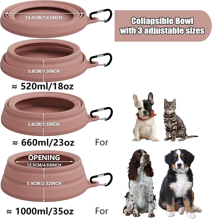 OHMO Spill Proof Collapsible Dog Water Bowl Large 34oz for Cars, No Splash Portable Bowls for Dog
