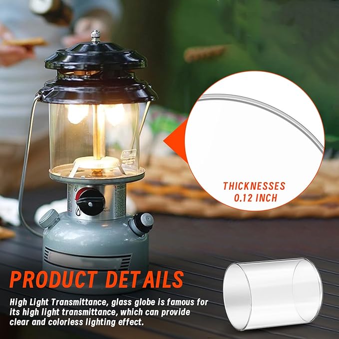 Glass Globe for Fueled Lanterns Replacement for Coleman Lantern Glass Globe, Globe for Coleman