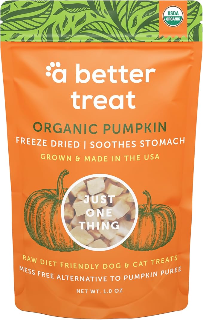 A Better Treat ??Freeze Dried Organic Pumpkin Dog and Cat Treats, Organic, Single Ingredient |