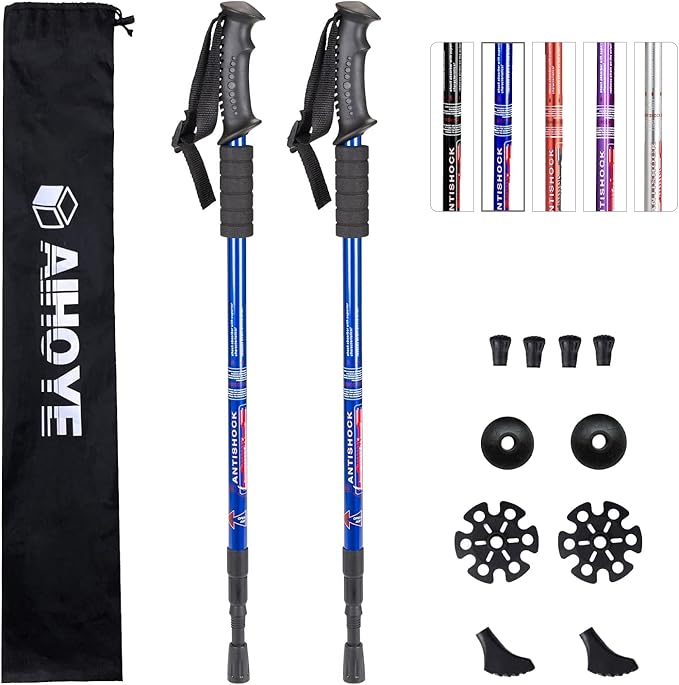 Aihoye Hiking Trekking Poles, 2 Pack Collapsible, Lightweight, Anti Shock, Walking Sticks