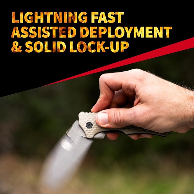 Off-Grid Knives - Rapid Fire Stinger, Assisted Spear Point Blade, Hard Use Build, Tactical, Camping
