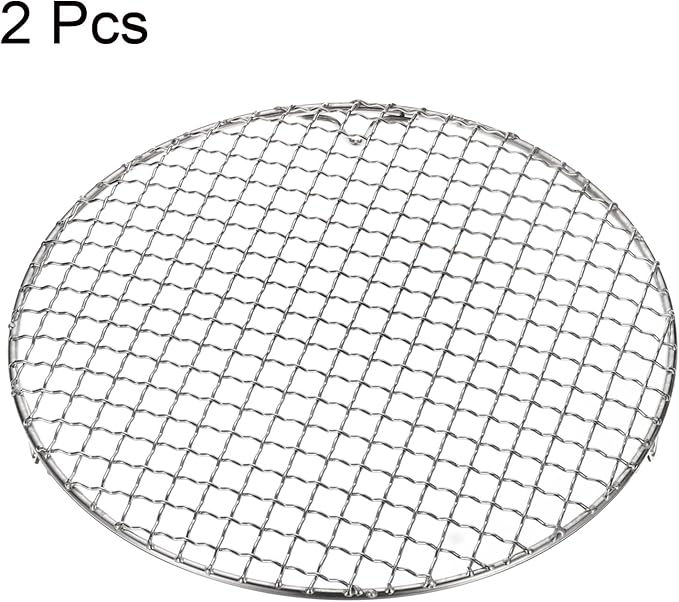 HARFINGTON 2pcs Round Cooking Rack 10.4-inch 201 Stainless Steel Cross Wire Barbecue Grill Net with