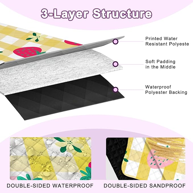 Extra Large Picnic Blanket Waterproof,80"x 80"Foldable Machine Washable Beach Blanket,Outdoor
