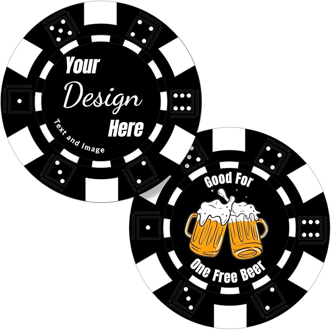 50 Custom Poker Chips,Personalized with Your Logo Image or Text,11.5g Clay Casino Chips for Events