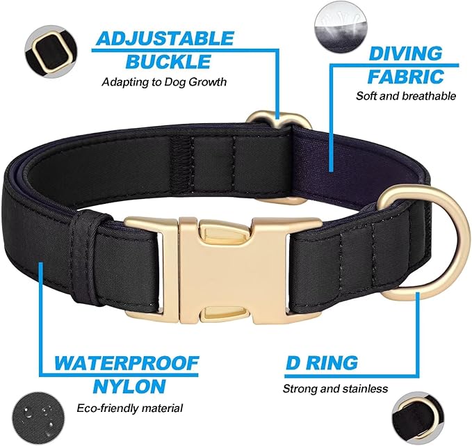 Didog Soft Padded Dog Collar for Large Dogs, Colorful and Durable Pet Collar with Quick Release