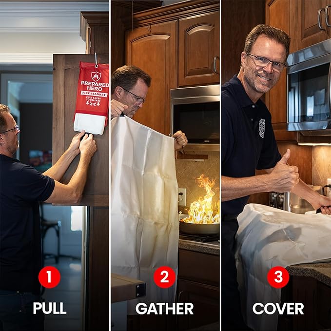 Prepared Hero Emergency Blanket - 1 Pack - Fiberglass Fire Suppression Blanket for Kitchen, Home
