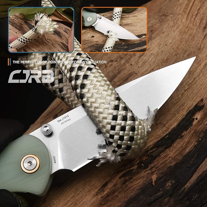 CJRB Feldspar Pocket Folding Knife Stonewash AR-RPM9 Steel Blade G10 Tactical Handle EDC Knives