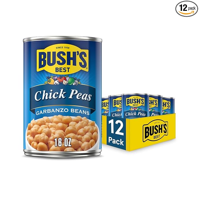 BUSH'S BEST 16 oz Canned Garbanzo Beans (Chickpeas), Source of Plant Based Protein and Fiber