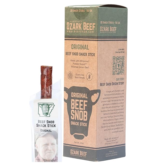 Beef Snob Snack Sticks - Original Flavor – High Protein, Sugar-Free, Keto & Gluten-Free Beef Jerky