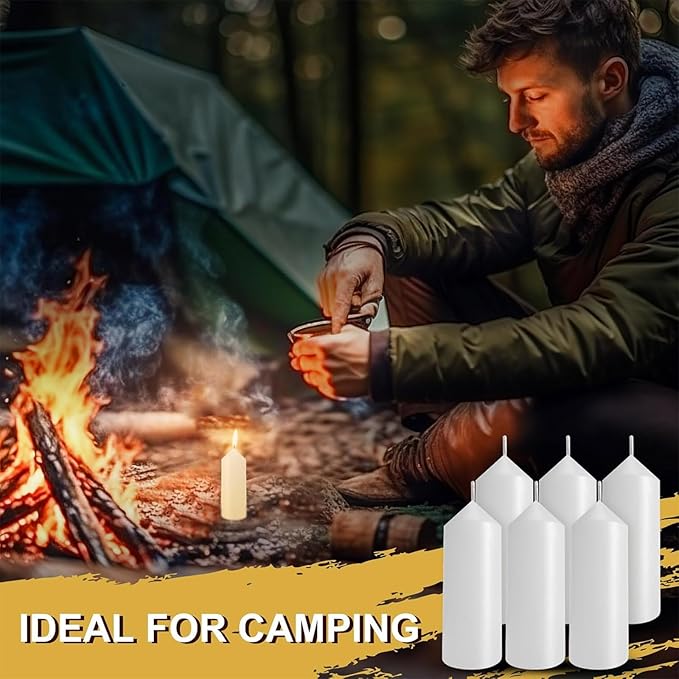 9 Hour Emergency Candles for Lantern (Lantern Not Included) 3.5 Inch White Candles Long Burning