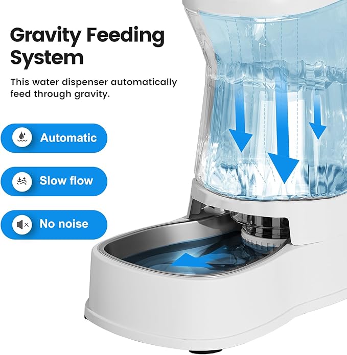 Gardner Pet Automatic Dog Water Dispenser Gravity Stainless Steel Water Waterer Feeder, Large