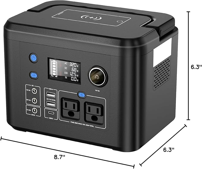 Portable Power Station 350W, Powkey 260Wh/70,000mAh Backup Lithium Battery, 110V Pure Sine Wave