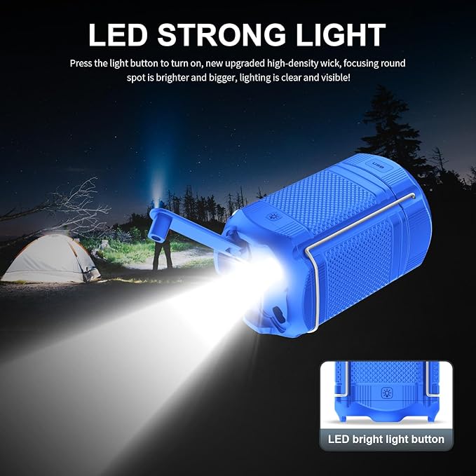 Camping Lantern 5000mAh Solar Hand Crank Telescopic LED Flashlight USB Charger for Power Outages