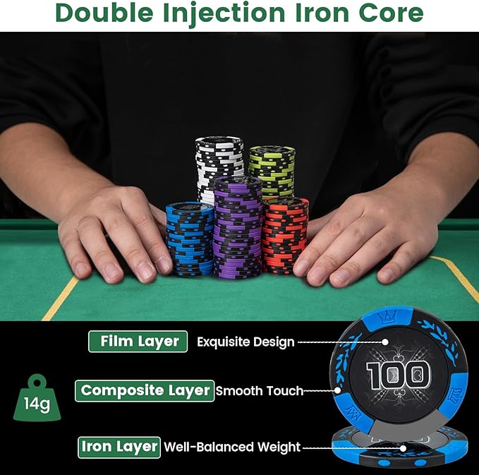 Goplus Poker Chip Set, 300 PCS/500 PCS 14 Gram Clay Poker Chips w/ Aluminum Case, Card Decks