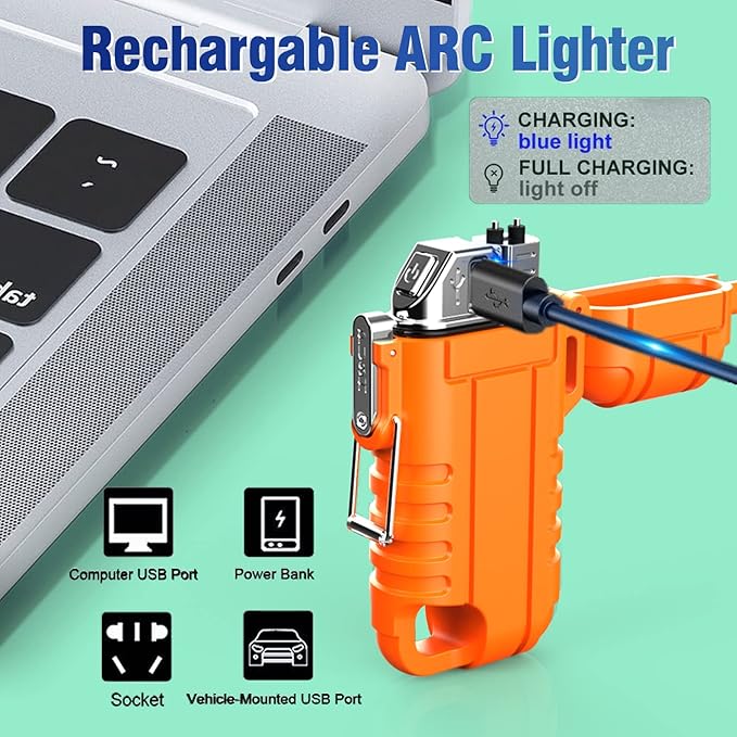 Waterproof Electric Lighter with 360°Flexible Long Neck, Outdoor Windproof Arc Lighter USB