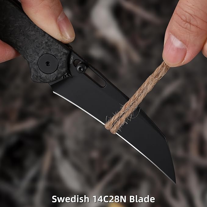 Folding Pocket Knife, 3.1" Stonewash Blade EDC Knife with Safety Liner Lock, Small Pocket Knife