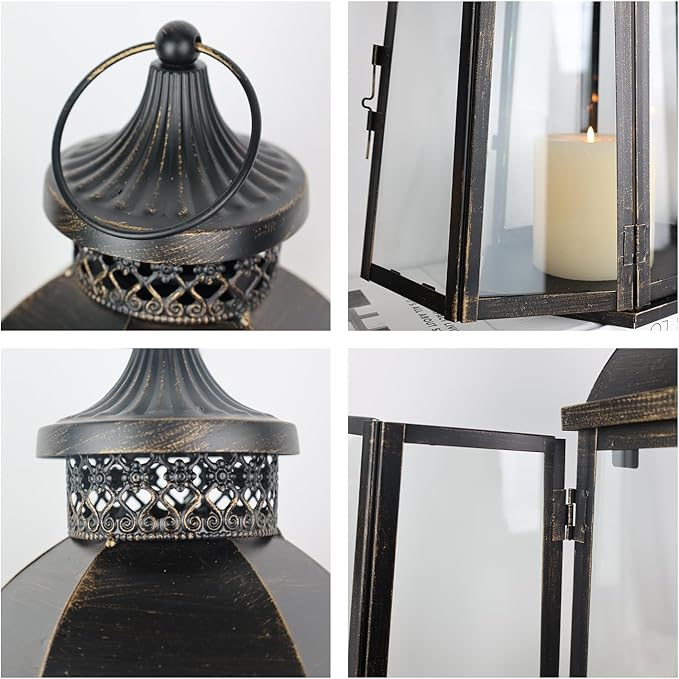 DECORKEY 19’’&16’’&8’’ Lanterns Decorative Outdoor & Indoor, Large Lantern for Front Porch, Metal