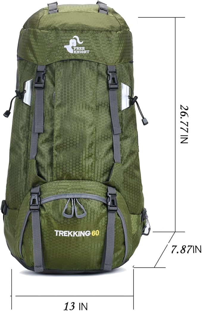Bseash 60L Waterproof Hiking Camping Backpack with Rain Cover, Large Outdoor Sport Travel Daypack