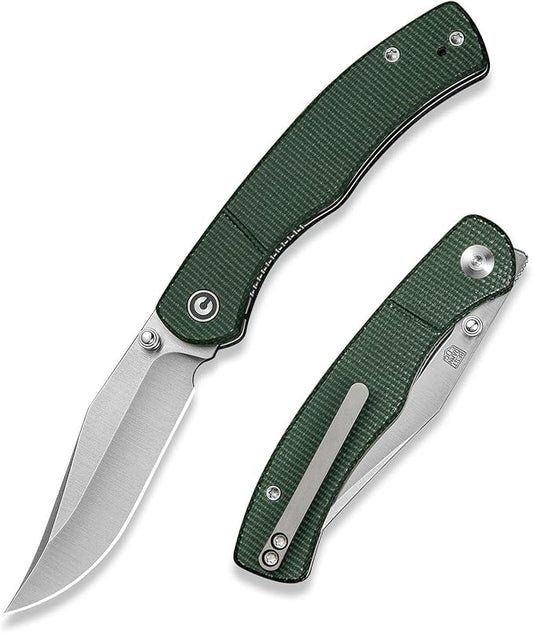 CIVIVI Clingman EDC Pocket Folding Knife with Titanium Reversible Clip, 2.99" Nitro-V Blade Micarta