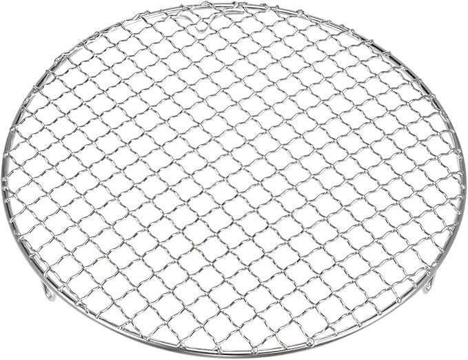 HARFINGTON Round Cooking Rack 10-inch 201 Stainless Steel Cross Wire Barbecue Grill Net with 20mm