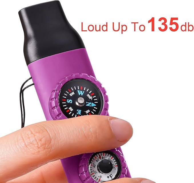 Emergency Survival Safety Whistle，Whistle for Kids with Lanyard,Compass,Thermometer,Ideal for