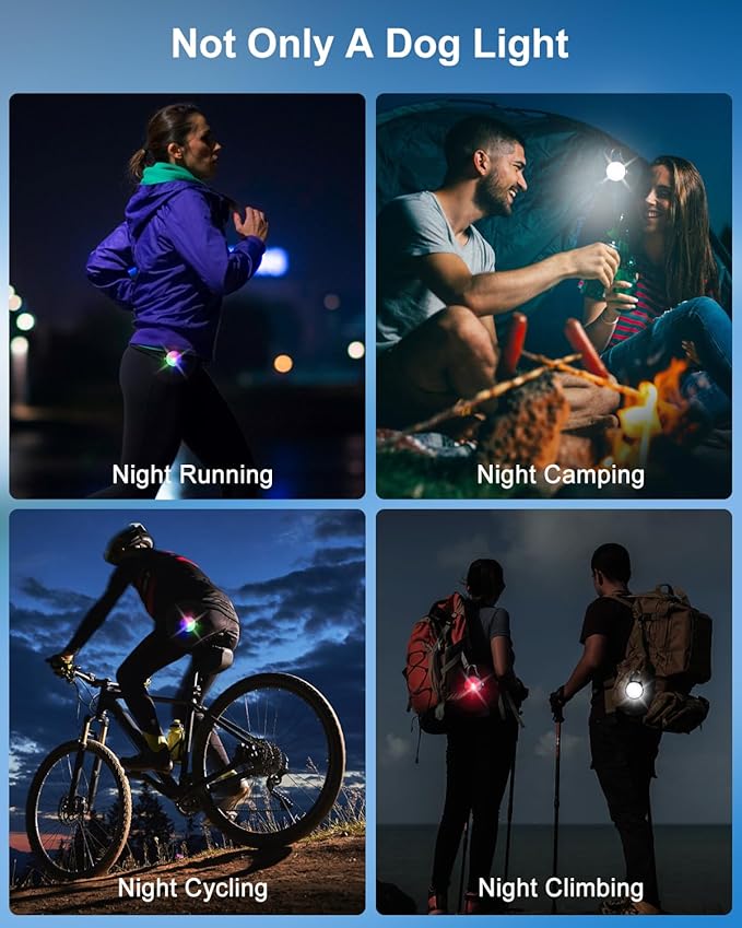 2 Pack Dog Collar Light, Rechargeable Dog Lights for Night Walking Clip On, 4 Modes Waterproof LED