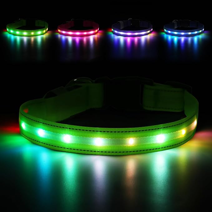 LED Dog Collar, Light Up Dog Collar, USB Rechargeable - Brightest Dog Lights for Night Walking, 6