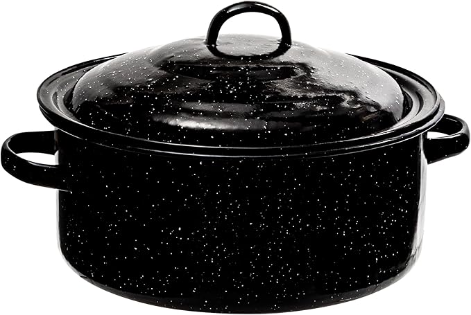 Granite 5 Qt Stockpot, Nonstick Soup Pot With Lid, Speckled Enamel Ware Cookware, Large Stock Pot
