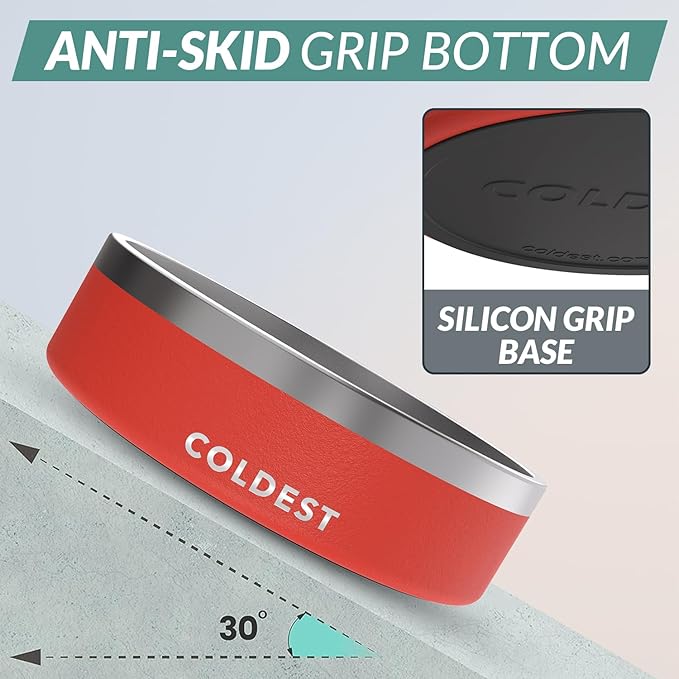 Coldest Dog Bowl - Anti Rust Metal, Non Slip, 3 Layers Insulated Stainless Steel Dog Bowls - Spill