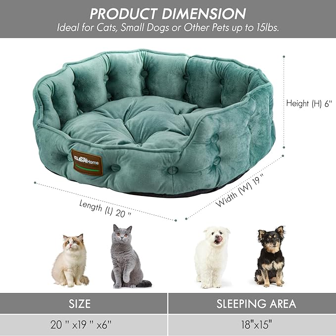 ClevaHome Cat Dog Bed for Small Pets up to 15lbs - Round Cat Beds for Indoor Cats, Machine Washable