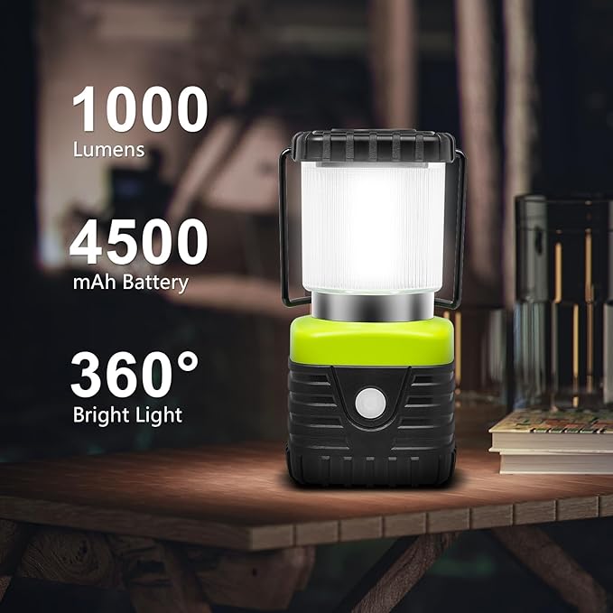 3Packs LED Camping Lantern Rechargeable 1000LM, 4500mAh Power Bank, IP44 Waterproof Lantern