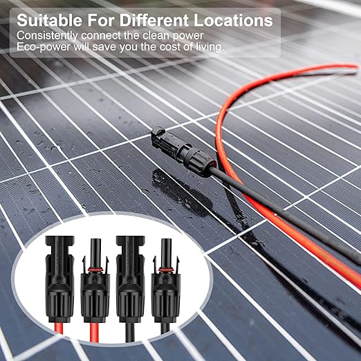 10FT 12AWG Solar Panel Extension Cable with Female and Male Connectors, Solar Cable for Solar