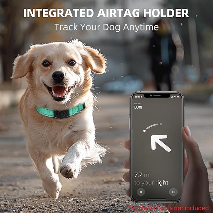 Airtag Dog Collar - 100% Waterproof Air tag Dog Collar Holder for Apple AirTag, Reflective, Soft